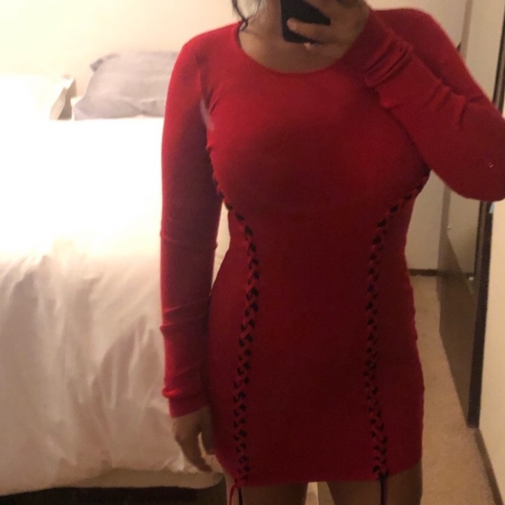 Red sweater dress